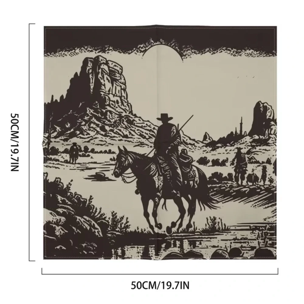 🐎 Western Desert Cowboy Scene Square Bandana Scarf